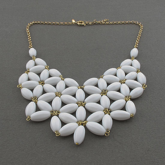 Handmade White Fan Bubble Necklace,bib Statement Necklace,holiday Party,beaded Jewelry Necklace,statement Necklace-jcrew Inspired